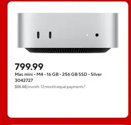 Staples Mac mini - M4 - 16 GB - 256 GB SSD - Silver offer