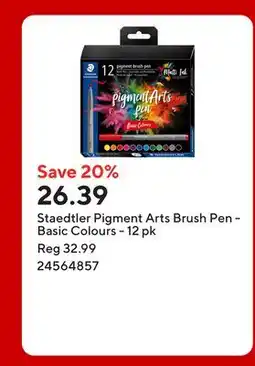 Staples Staedtler Pigment Arts Brush Pen - Basic Colours - 12 pk offer