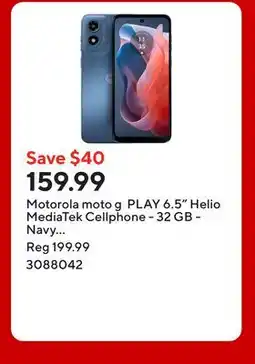 Staples Motorola moto g PLAY 6.5 Helio MediaTek Cellphone - 32 GB - Navy Blue - Unlocked offer