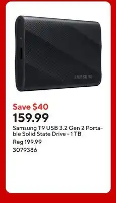 Staples Samsung T9 USB 3.2 Gen 2 Portable Solid State Drive - 1 TB offer