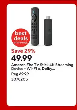 Staples Amazon Fire TV Stick 4K Streaming Device - Wi-Fi 6, Dolby Vision/Atmos (2023) offer
