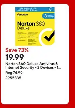 Staples Norton 360 Deluxe Antivirus & Internet Security - 3 Devices - 1 Year Subscription [Digital Download] offer
