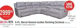 The Brick Marcel 6-Piece Genuine Leather Power Reclining Sectional with Storage Console and USB Port - Grey offer