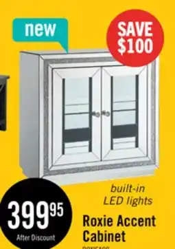 The Brick Roxie 31.5 Accent Cabinet with Glass Doors and LED Lighting - Silver offer