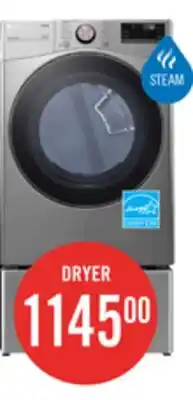 The Brick LG 7.4 Cu. Ft. Smart Electric Dryer with Steam - Graphite Steel - Stackable - DLEX3850V offer