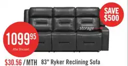 The Brick Ryker 82.5 Faux Leather Reclining Sofa with Storage Arms - Grey offer