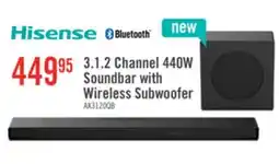 The Brick HISENSE AX 3.1.2 Channel 440W Soundbar with Wireless Subwoofer (AX3120Q) offer