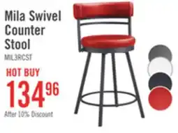 The Brick Mila Counter Stool with Swivel Seat, Vegan Leather Fabric, Metal - Red offer