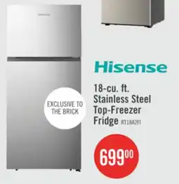The Brick Hisense 30 18 Cu. Ft. Top-Mount Refrigerator - Stainless Steel - RT18A2FID offer