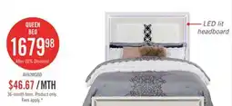 The Brick Ava Panel Bed with Headboard & Frame, LED, Glam, White - Queen Size offer