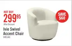 The Brick Ivie 28.7 Chenille Boucle Fabric Curved Swivel Accent Chair - White offer