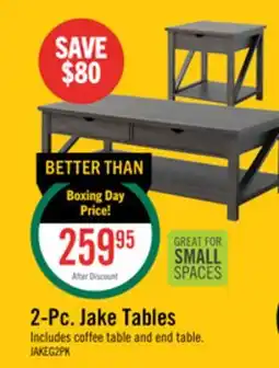 The Brick Jake 47.25 Rustic 2-Pack Coffee + End Table with Storage and Shelf - Distressed Grey offer