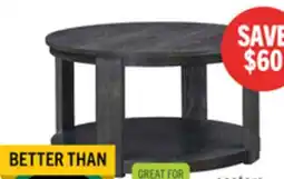 The Brick Declan 31.5 Modern Round Coffee Table with Shelf & Casters - Black offer