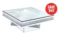 The Brick Rosie 39 Glam Mirror & Glass Top Coffee Table - Silver Metal with Diamond Look Legs offer
