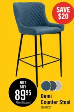The Brick Demi Counter-Height Stool with Velvet-Like Fabric, Metal - Navy offer