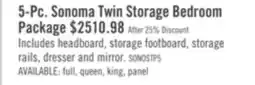 The Brick Sonoma 5pc Bedroom Set with Storage Bed, Dresser & Mirror, Mango Brown - Twin Size offer