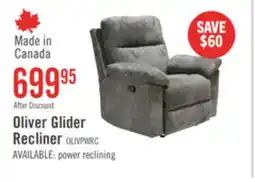 The Brick Made in Canada Oliver 40 Chenille Fabric Glider Reclining Chair - Addison Pewter Grey offer