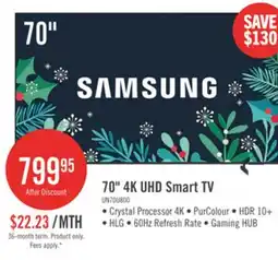 The Brick SAMSUNG 70 U8000 Crystal 4K UHD Smart Tizen OS TV (UN70U8000FFXZC) - 2025 Model offer