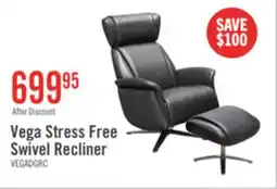 The Brick Vega 29.5 Faux Leather Stress Free Swivel Reclining Chair with Footrest and Aluminum Legs - Grey offer