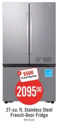 The Brick Samsung 36 27 Cu. Ft. SpaceMax Counter-Depth Refrigerator - Stainless Steel - RF27CG5100SRAA offer
