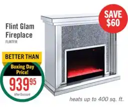 The Brick Flint 47.4 Glam Electric Fireplace - Silver and Glass offer