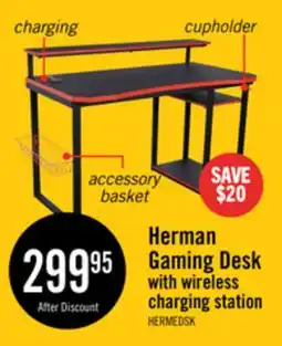 The Brick Herman 50 Gaming Office Desk - Black with Red Trim offer