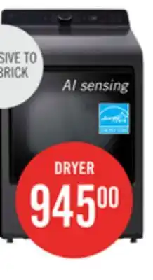 The Brick LG 7.3 Cu. Ft. Electric Dryer with AI Sensing and ThinQ - Platinum Black - DLE8200L offer