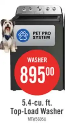 The Brick Maytag 5.4 Cu Ft. Top Load Agitator Washer with Pet Pro Option Volcano Black - MTW5605RU offer