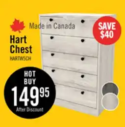 The Brick Hart Bedroom Chest of Drawers, 5-Drawer, 24.6W x 36.2H, Made in Canada - White offer