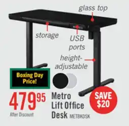 The Brick Metro 47.24 Height-Adjustable Office Desk with Storage and USB Ports - Black offer