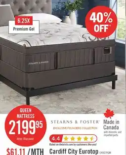 The Brick Stearns & Foster Founders Collection Cardiff City Eurotop Queen Mattress offer