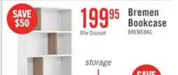 The Brick Bremen 32.75 Bookcase With 4 Staggered Shelves - White and Light Brown offer