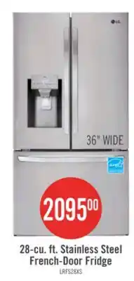 The Brick LG 36 28 Cu. Ft. French-Door Refrigerator - Smudge Proof Stainless Steel - LRFS28XBS offer