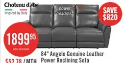 The Brick Chateau dAx Angelo 84.25 Genuine Leather Power Reclining Sofa with Power Headrests - Grey offer