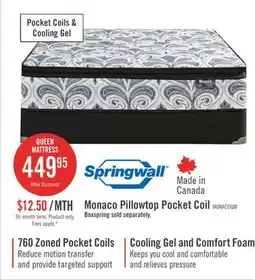 The Brick Springwall Monaco Pillowtop Medium Queen Mattress offer