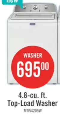 The Brick Maytag 4.8 Cu. Ft. Top Load Washer White - MTW4205SW offer