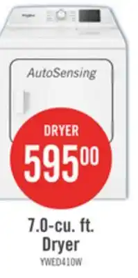The Brick Whirlpool 29 7.0 Cu. Ft. Electric Dryer with AutoSensing - YWED4105SW offer