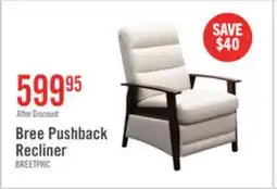The Brick Bree 28.5 Linen-Look Fabric Pushback Reclining Accent Chair with Wood Armrests and Legs - Beige offer