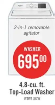 The Brick Whirlpool 4.8 Cu. Ft. Top Load Washer and 7 Cu. Ft. Electric Dryer with AutoSensing - White offer