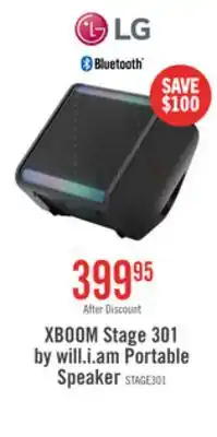 The Brick LG xboom Stage 301 by will.i.am IPX4 Water-Resistant Portable Bluetooth Speaker (STAGE301.ACANLBK) offer