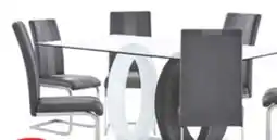 The Brick Jaye 7pc Dining Set with Table & 6 Chairs, Glass Top, Pedestal Base, 63W - Grey & White offer