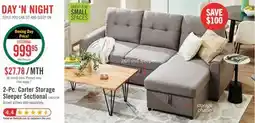 The Brick Carter 2-Piece Right-Facing Linen-Look Fabric Sleeper Sectional with Storage Chaise - Solis Grey offer