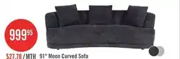 The Brick Moon 91 Fabric Curved Sofa with Accent Pillows - Wooly Raven Black offer