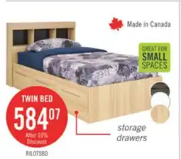 The Brick Riley Mates Bed with Bookcase Headboard Set for Kids, Made in Canada, Natural - Twin Size offer