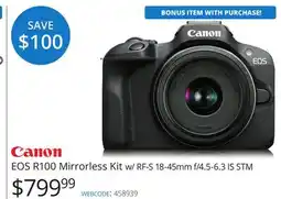 Vistek Canon EOS R100 Mirrorless Kit w/ RF-S 18-45mm f/4.5-6.3 IS STM offer