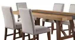 The Brick Boden 7pc Dining Set with Table & 6 Chairs, Trestle Base, 78W - Brown & Beige offer