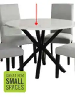 The Brick Verona 5pc Dining Set with Table & 4 Lexi Chairs, Culture Marbled Top, Metal, 42W Round - Grey offer