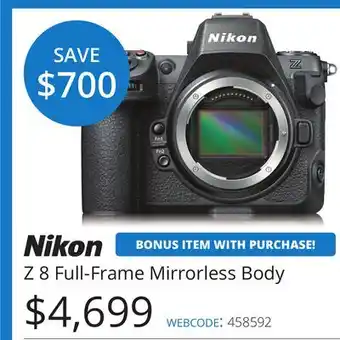 Vistek Nikon Z 8 Full-Frame Mirrorless Body offer