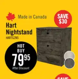 The Brick Hart Bedside 2-Drawer Nightstand, 18.4W x 22.2H, Made in Canada - Grey offer