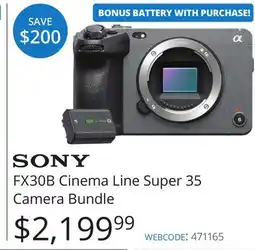 Vistek SONY FX30B Cinema Line Super 35 Camera Bundle offer
